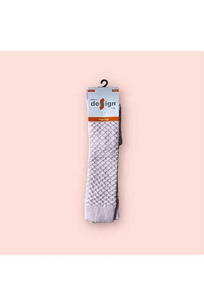 Design Socks Κοριτσίστικες κάλτσες γονάτων με ροζ ανάγλυφο σχέδιο