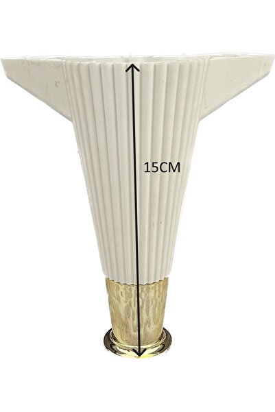 HOMDEP Beyaz Çizgili Plastik Ayak Kanepe Koltuk Baza Mobilya Ayağı 15cm