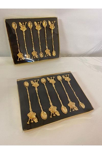 Hayal Dünyam Japanese Rose Teaspoon Gold Pack of 6