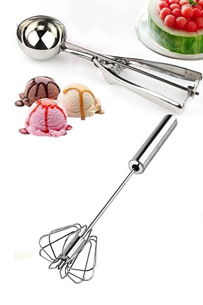 Seram Collection Çelik Dondurma Kaşığı & Otomatik Basmalı Çırpıcı