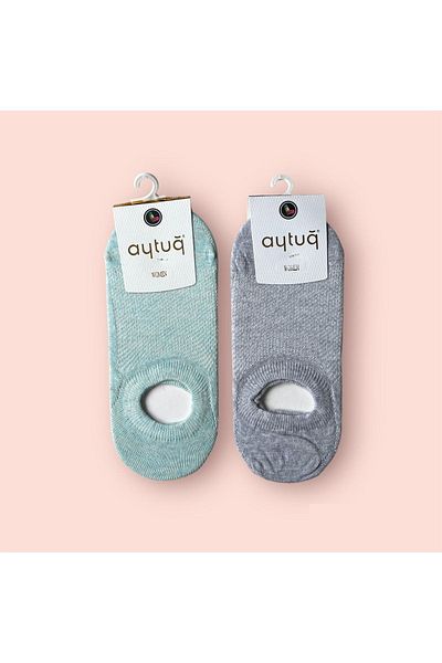 Aytuğ Asorti Μικτό χρώμα Γυναικείο μοτίβο Glitter Sneaker Invisible Booties Κάλτσες 2 Συσκευασία