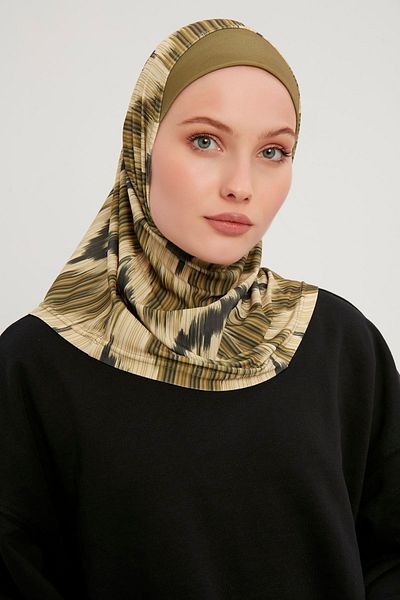 Saless Green Patterned Large Size Non-Slip Bandana - 100% Cotton Comfortable and Practical for Shawl and under Scarf