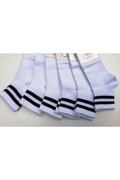 Design Socks Дамски бели чифт от 6 чорапи до глезена с райета