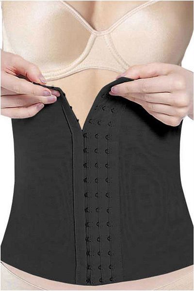 Miss Modinn Women's Black Agraphed Mid-Calf Waist Corset 1114
