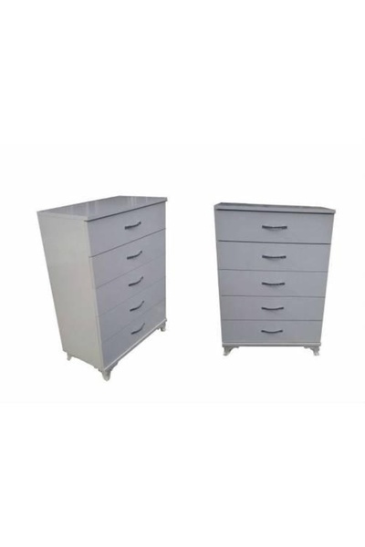 Evistro Lake 5 Çekmeceli Beyaz Geniş Şifonyer Kurulu Kargolanır