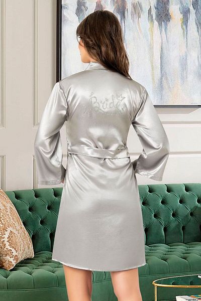 FAAL Γκρι σατέν ρόμπα - 5913 Model Bride Series