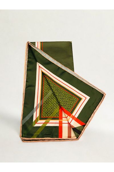 Akel Φουλάρι Alpha Twill με ριγέ ζιγκ-ζαγκ μοτίβο 95x95 cm