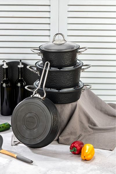 Cooker Stainless Steel 7-Piece Cookware Set with Forged Pattern