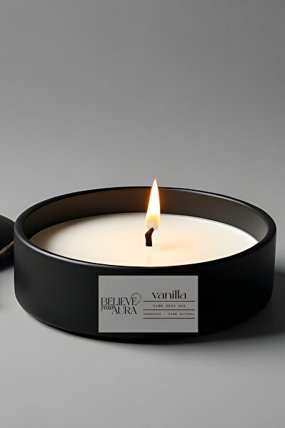 Believe Your Aura Vanilya Kokulu Mum - %100 Doğal Soya Mumu 3 Fitlli Aromater...