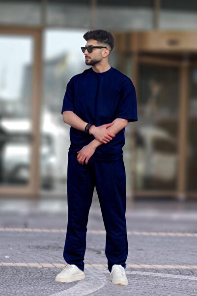 OKULCUBABA Set de pijamale de vară oversize pentru bărbați - mânecă scurtă