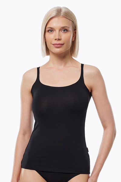 Malabadi Black Modal Tank Top - Thin Strap and Open Back 1034
