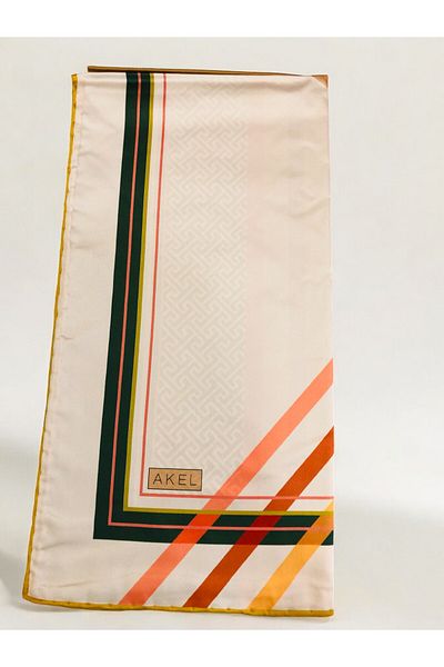 Akel 95x95 cm Striped Zigzag Patterned Alpha Twill Scarf
