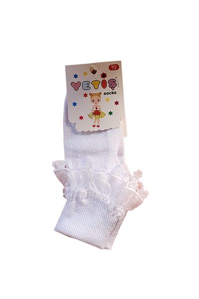 YETİŞ Girl's White Short Tulle Socks