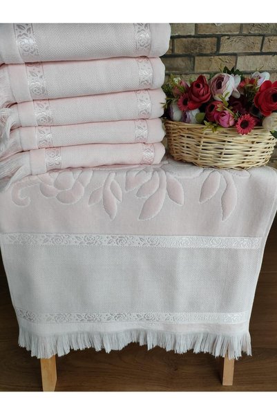 sarra 50x90cm Sarra 6'lı Saçaklı Etamin Havlu - Somon