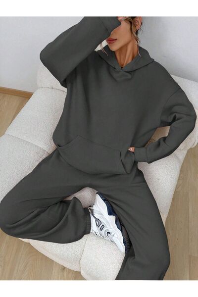 YAKAMEL Γυναικείο σετ φόρμας με κουκούλα και 3 κλωστές σε ριγέ σχέδιο