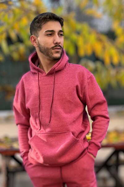 YAKAMEL سويت شيرت رجالي كبير الحجم بثلاثة خيوط مع هودي وجيب الكنغر