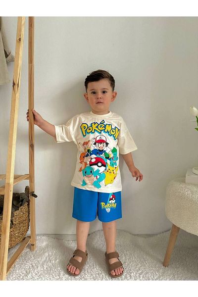 CANDA Pokemon Patterned Short Sleeve Shorts Set