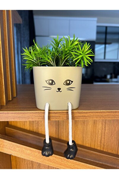 ALBATROSHOME Ayakları Sallanan Kedi Saksılı Çiçek