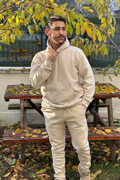 YAKAMEL Efsane Unisex Oversize Σετ Φόρμας με 3 Νήματα και Χοντρή Επένδυση