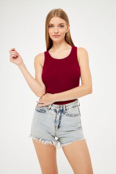 YAKAMEL Бордовий жіночий спортивний атлет з шнурівкою - Basic В'язаний з брет...