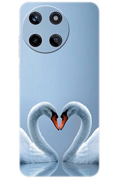 realme 11 (RMX3636) Uyumlu Kılıf Desen Baskılı Silikon Kuğ ve Kalp STK:305 CP...