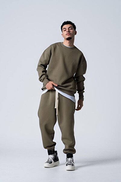 YAKAMEL Βασικό ανδρικό σετ φούτερ και παντελόνι με λαιμόκοψη ποδηλατικού τύπου