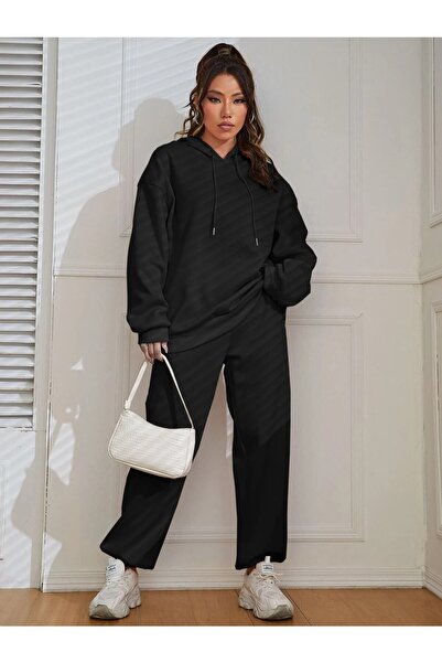 YAKAMEL Γυναικείο σετ φόρμας 3 ιντσών με ριμπ ραφές, σε μεγάλο μέγεθος