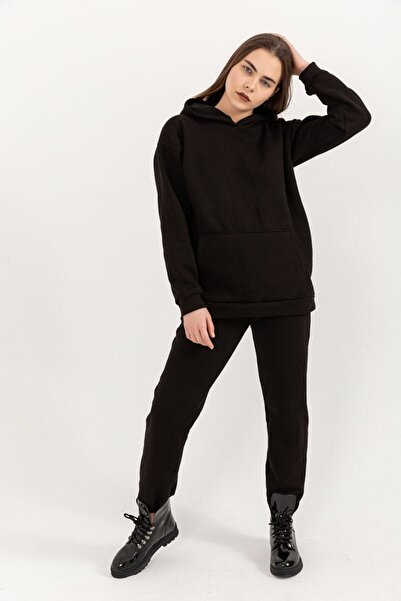 YAKAMEL Μαύρο Σετ Γυναικείας Φόρμας με Κορδόνια - 3 Κλωστές