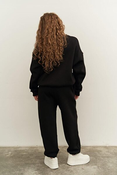 YAKAMEL Γυναικείο σετ φόρμας oversize με άνετη εφαρμογή και λαιμόκοψη crew neck