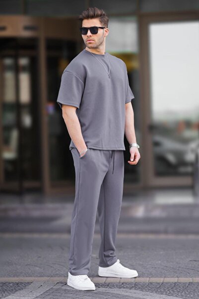 YAKAMEL Ανδρικό σετ καλοκαιρινής φόρμας oversize - Crew Neck