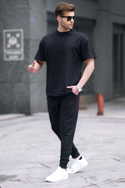 YAKAMEL Erkek Beli Yüksek Penye Oversize Kısa Kollu Eşofman Takımı