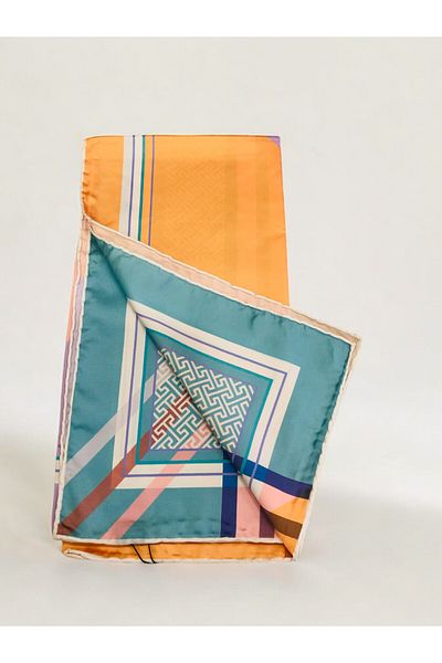 Akel 95x95 cm Striped Zigzag Patterned Alpha Twill Scarf