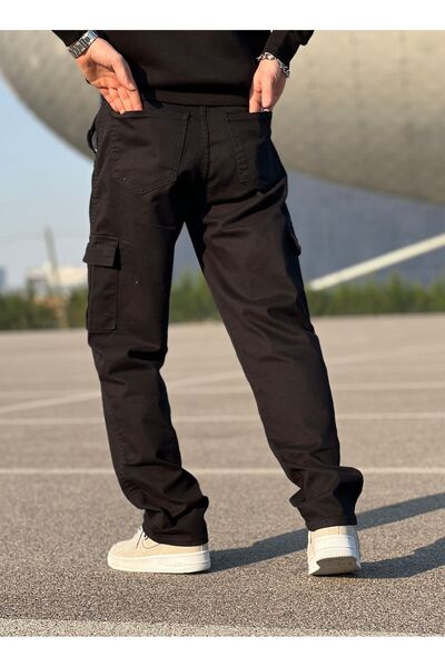 wamoss Erkek Yeni Sezon Siyah Kargo Baggy Pantolon Skb 2024