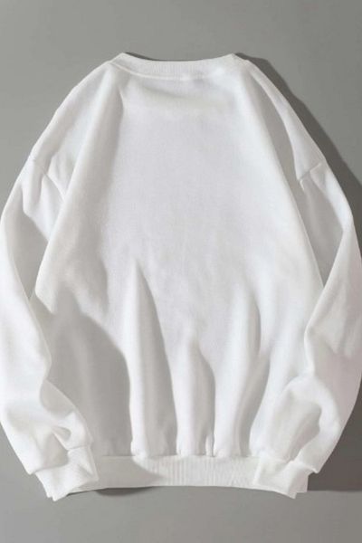 LEON ONE Crew Neck White Oversize Unisex Sweatshirt