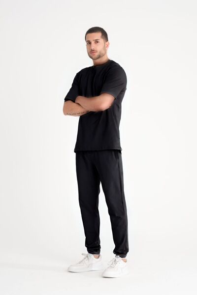 YAKAMEL Muški okrugla kragna Oversize kroj set pidžama kratkih rukava