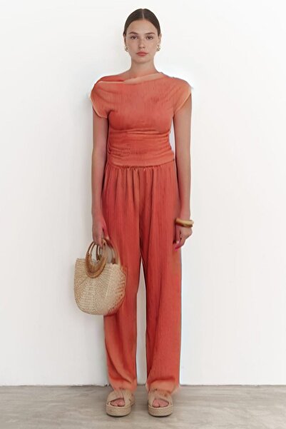 YAKAMEL Pantaloni Palazzo de damă cu talie înaltă și buzunare - Drapaj fluid ...