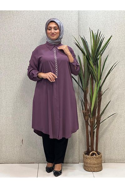 Butik büyük beden S Stoned Front Tunic