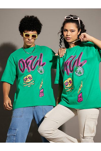 Mascln Sassafras By Styli Graphic Print Dropped Shoulder Oversized T-Shirt