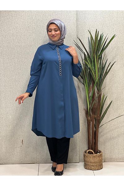 Butik büyük beden S Stoned Front Tunic