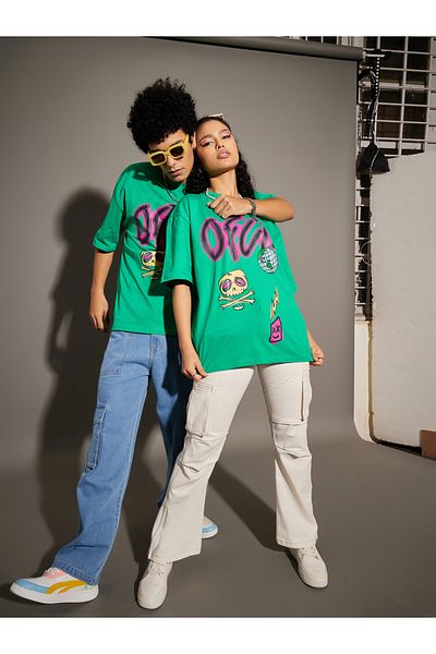 Mascln Sassafras By Styli Graphic Print Dropped Shoulder Oversized T-Shirt