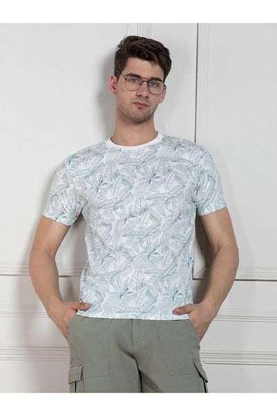 Dennis Lingo By Styli Regular Fit All Over Leaf Print T-Shirt