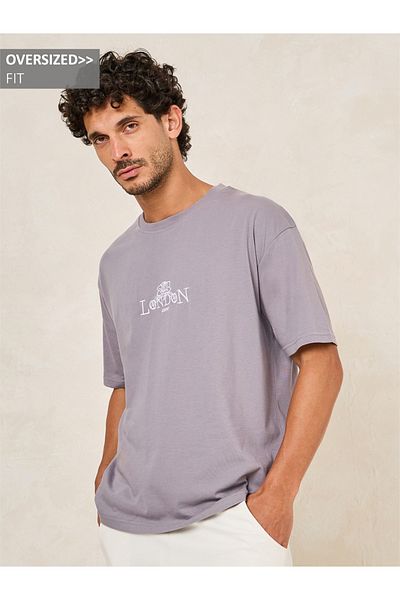 Styli Embroidery Detail Oversized Cotton Rich T-Shirt
