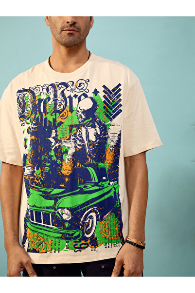 Mascln Sassafras By Styli Car Graphic Print Oversized T-Shirt