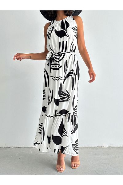 BEJNA Weißes ärmelloses Maxikleid – Damen, Neckholder
