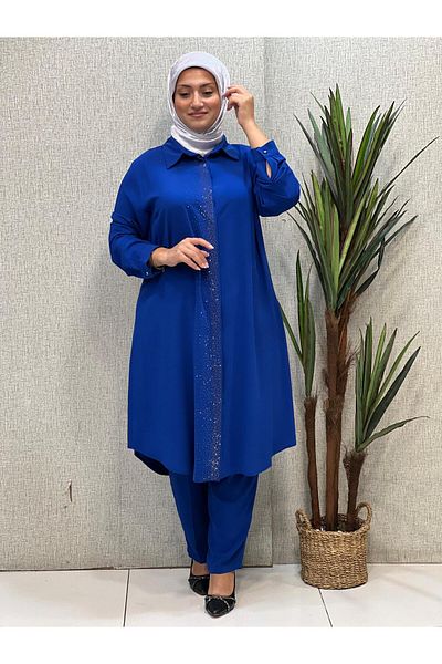 Butik büyük beden Sprinkled Stone Detailed Tunic