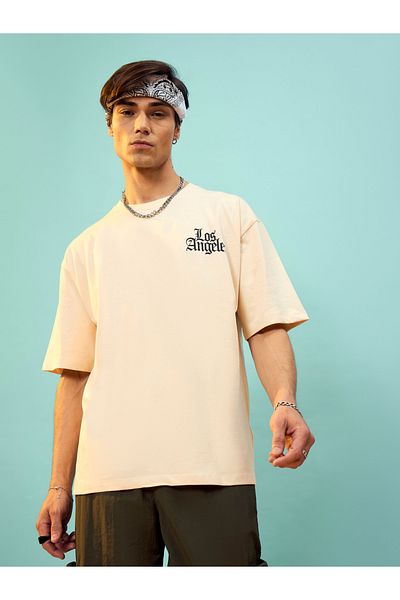 Mascln Sassafras By Styli Los Angeles Print Dropped Shoulder Oversized T-Shirt