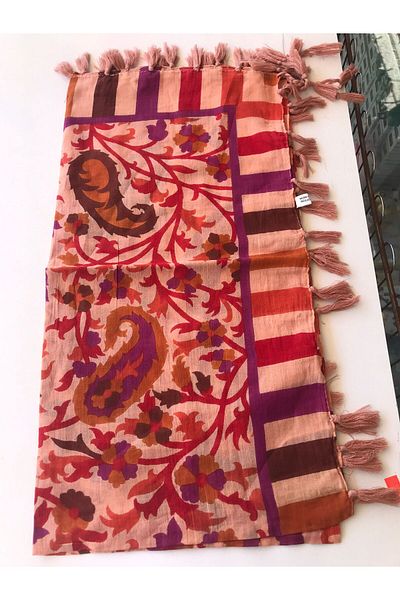 Safir Tuhafiye 110 cm x 110 cm Βαμβακερό ινδικό κασκόλ - ινδική γραφή