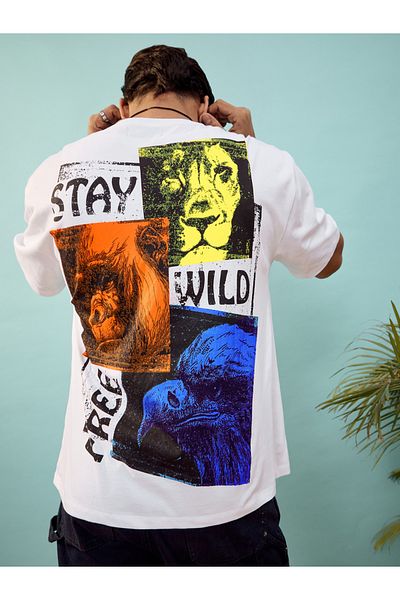 Mascln Sassafras By Styli Stay Wild Free Graphic Print Oversized T-Shirt