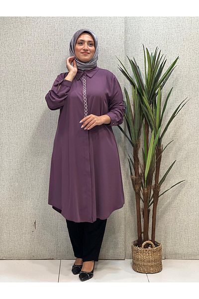 Butik büyük beden S Stoned Front Tunic