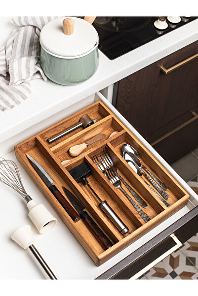 Esci Design Ahşap Çekmece İçi Organizer - Kaşıklık - Çatal, Bıçak, Kaşık Orga...